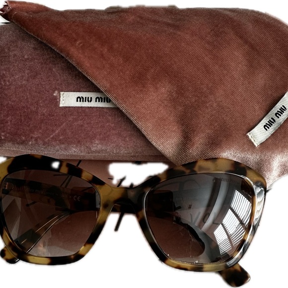 Miu Miu Tortoise Shell Sunglasses with Velvet Case - Picture 6 of 8